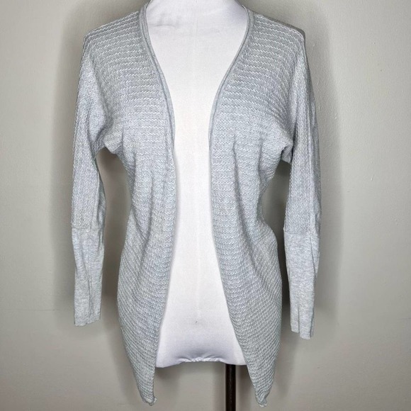 Tahari Sweaters - Tahari Cardigan XS Gray Cotton & Cashmere Open Front Knit 3/4 Sleeve Sweater